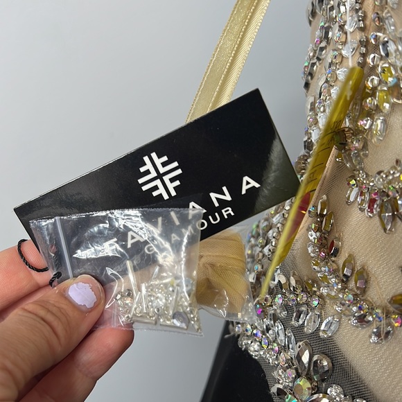 Faviana Glamour Rhinestone Nude Black Dress Gown Prom Wedding Formal NWT 8 - Picture 6 of 13